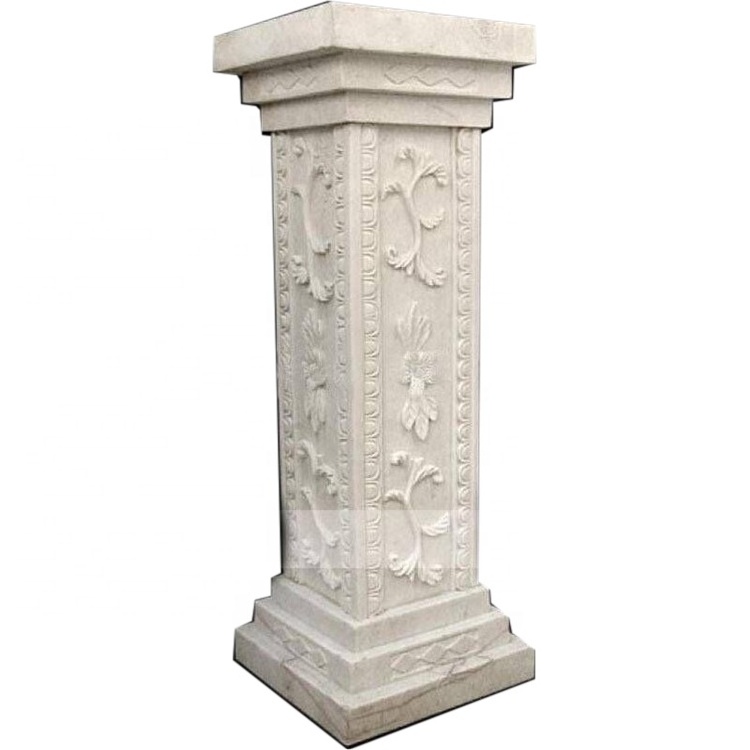 Indoor decorative solid white marble column stone pillar