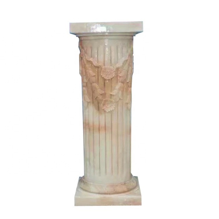 Indoor decorative solid white marble column stone pillar