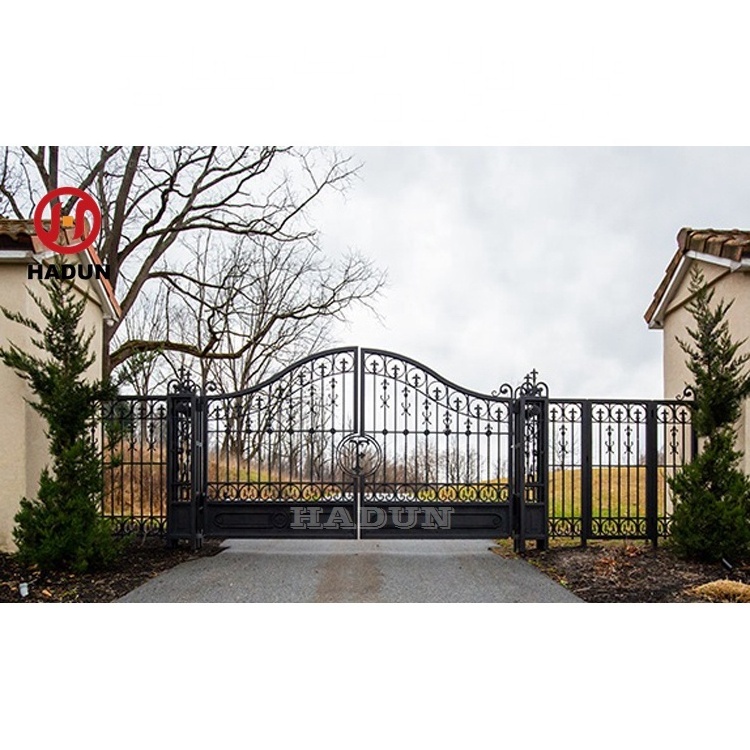 High quality modern simple main double door wrought iron gate driveway design