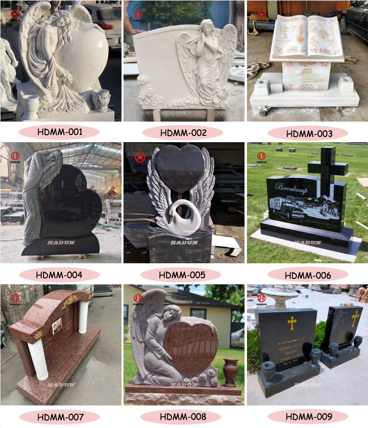 Hot sale Custom White Heart Angel Granite Marble Tombstone Monuments Memorials headstones