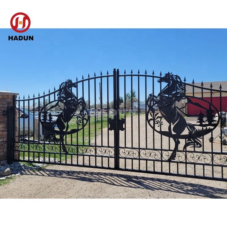 High quality modern simple main double door wrought iron gate driveway design