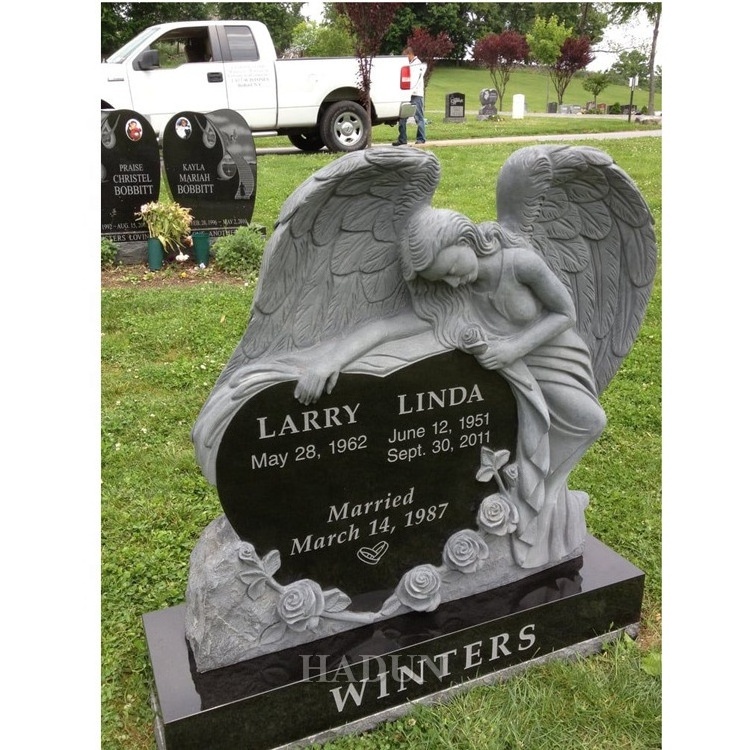 Customized angel hand carved statue monument headstone