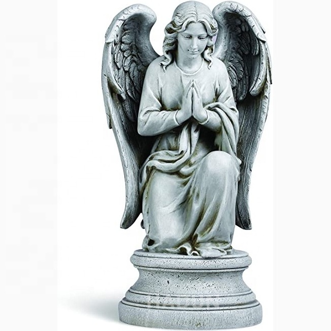 Chinese factory hand carved white carrara marble weeping angel of grief statue sculptures for tombstone for sale