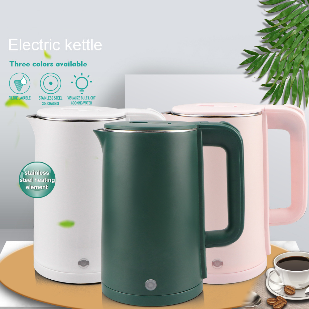 Stainless Steel Double Wall Electric Water Kettle Cool Touch & Cordless Kettle with Overheating Protection