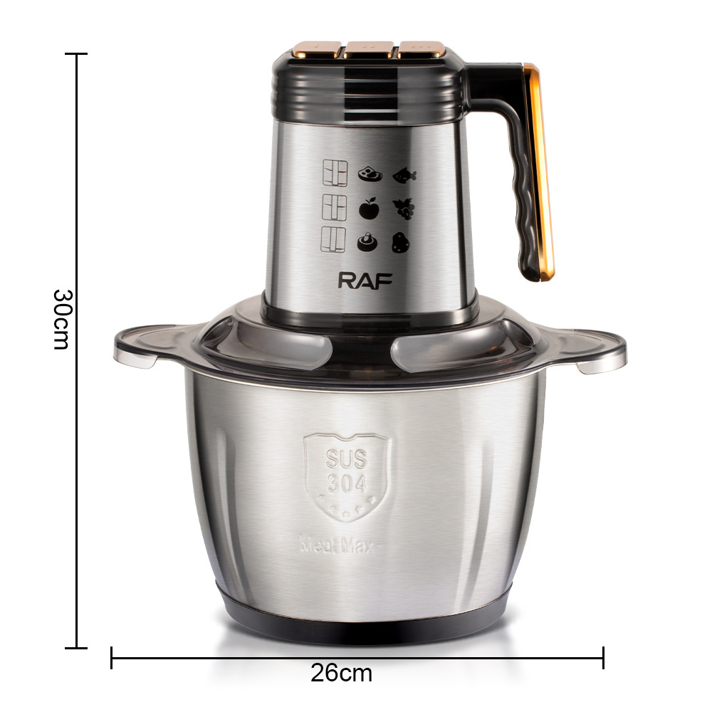 RAF Multi-purpose Household 3L Stainless Steel Meet Grinder Yam Pounder Food Processor Electric Food Chopper