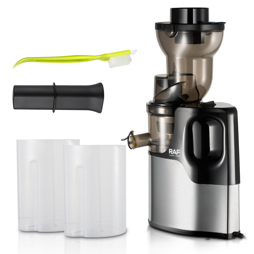 RAF New Stainless Steel Automatic Citrus Fruit juice Extractor Big Mouth Slow Screw Juicer Cold Press Juicer