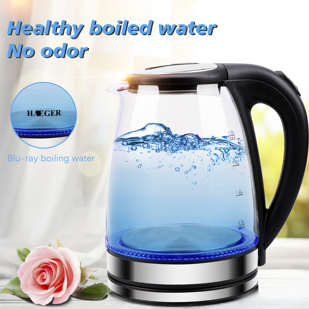 Electric Water Kettle Electrique Tea Thermostat Automatic Clear Glass Mechanical Euro Plug Glass Electric Kettle 