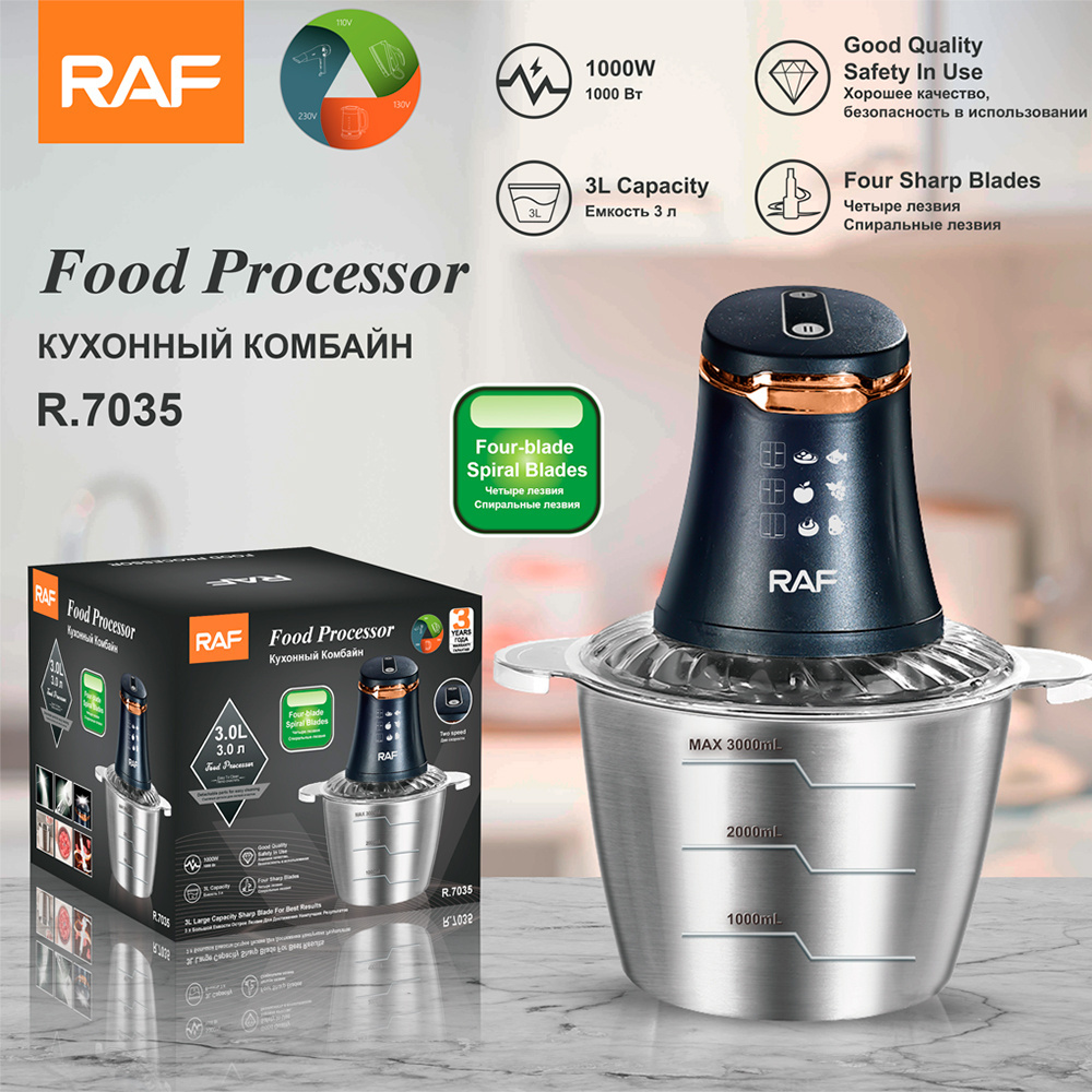 Kitchen Multifunction Stainless Steel Blender Food Processor Electric Meat Food Chopper Machine Mini Transparent Cover Copper