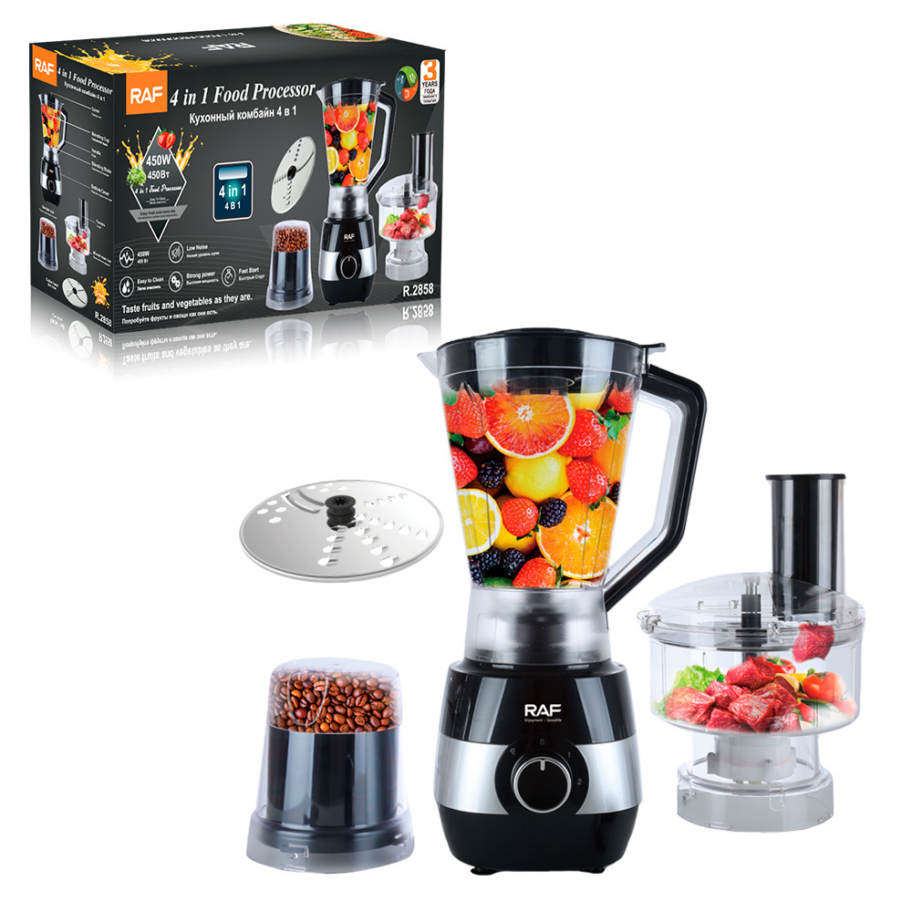 RAF Multifunction 4 in 1 Slicer Grinder Food Processor Ice Crush Maker Blender Juicers Three Cup Smoothie Blender