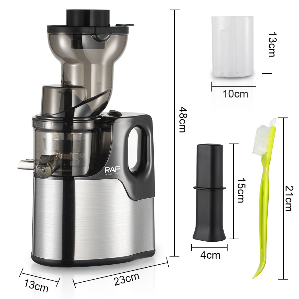 RAF New Stainless Steel Automatic Citrus Fruit juice Extractor Big Mouth Slow Screw Juicer Cold Press Juicer