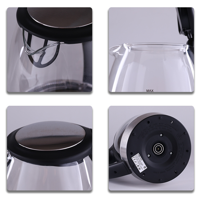 2000W High Borosilicate Glass Electric Water Kettle 2 Liter Cordless Hot Water Boiler with LED Light