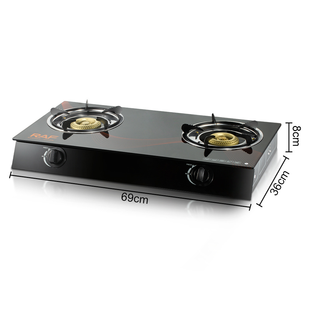 RAF Quality electronic ignition desktop cooktop cooker without cylinder kitchen electric double Burners gas stove