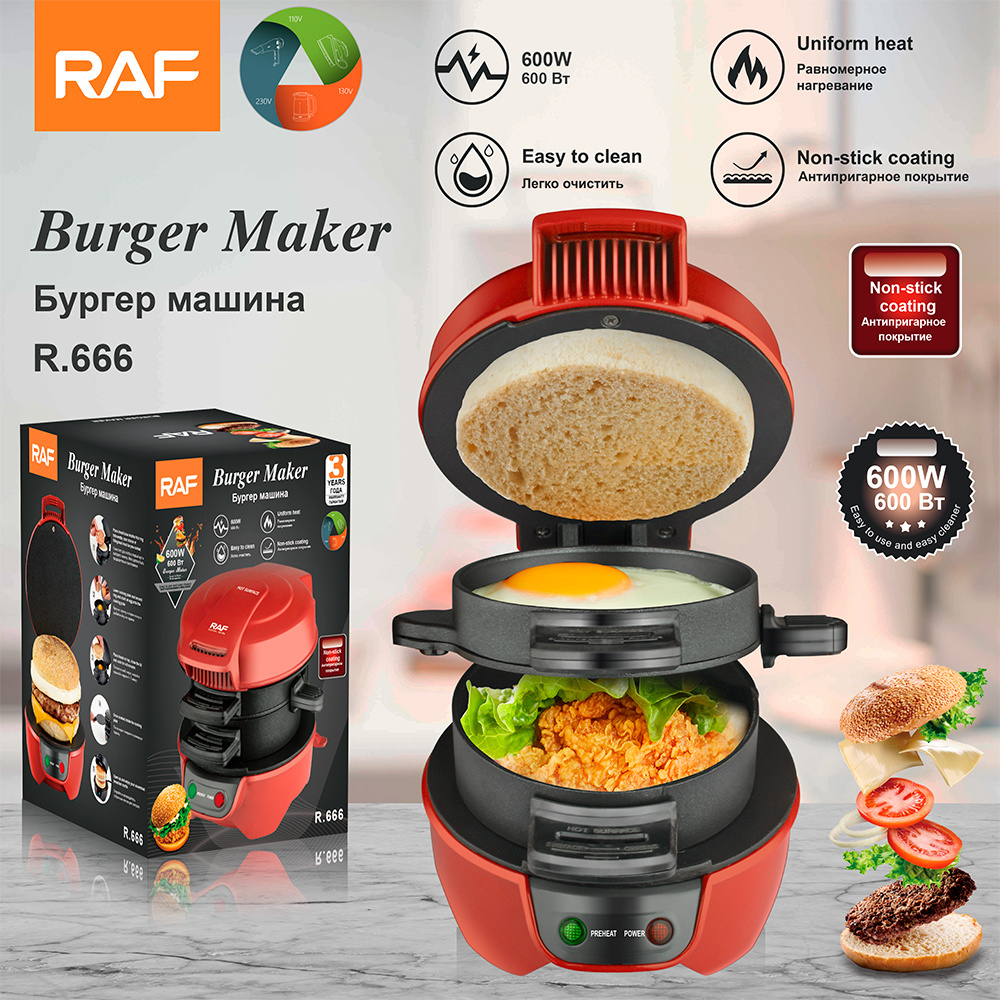 RAF Panini Press Maker Breakfast Burger Toaster Hamburger Maker Mini Sandwich Maker for Breakfast Toaster