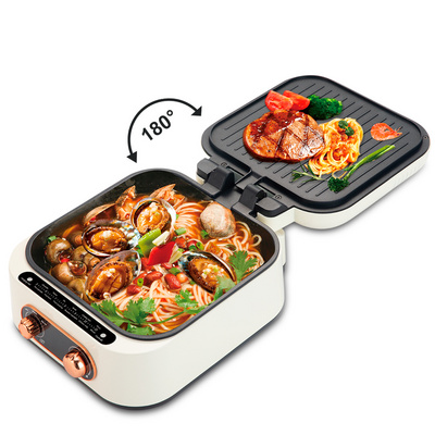 Portable 3 In 1 Barbecue Cooking Pot Bake Tray Multifunctional Frying Pan Electric Hot Pot