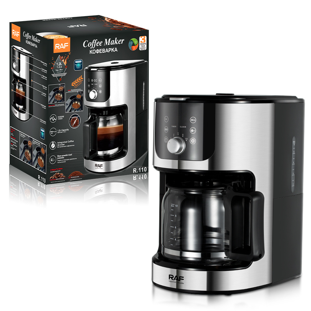 RAF New 1050W 1.2L Capacity 2 Ways to Brew Keep Warm Function Coffee Maker with Grinder