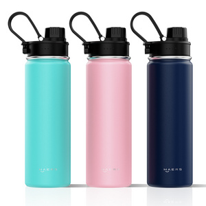 Custom Logo Double Wall Insulated Wide Mouth Sports Water Bottle 24oz 32oz 40oz Stainless Steel Water Bottle with Lids