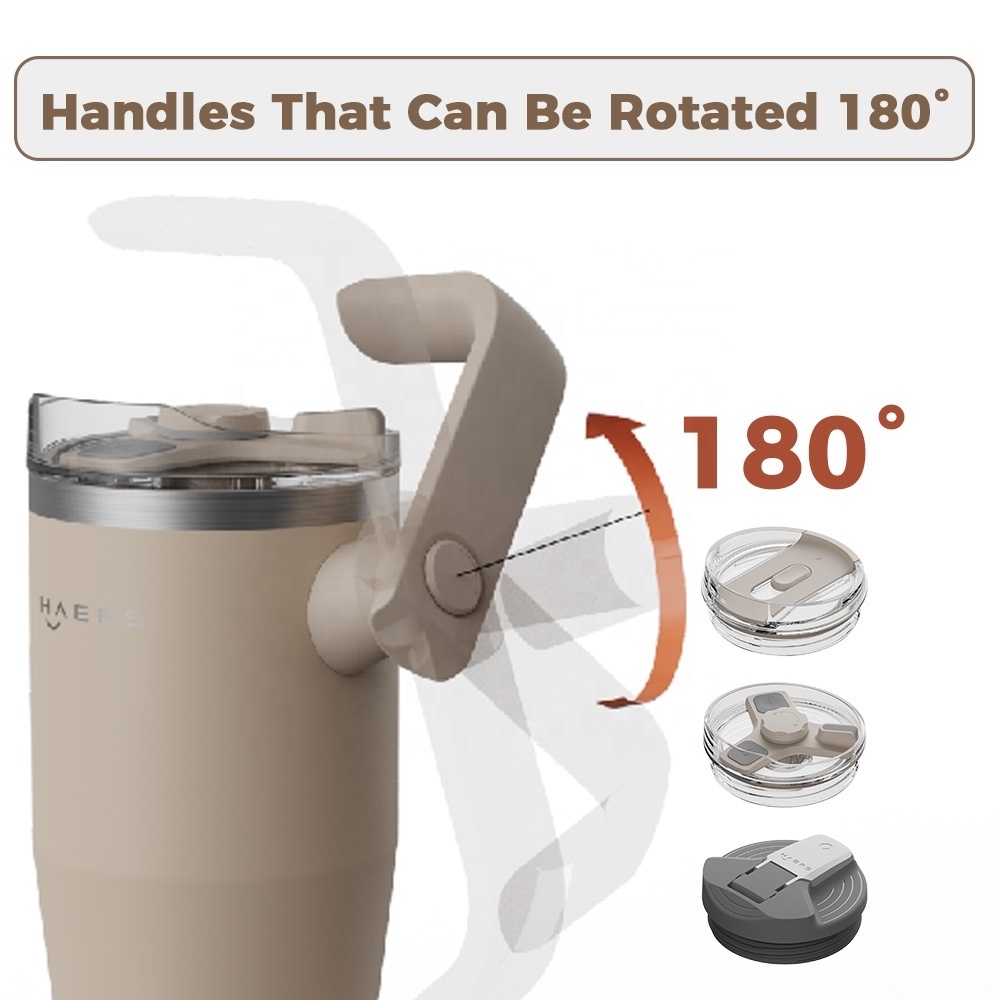 Custom insulated stainless steel 32oz 40 oz travel tumbler cup outdoor mug with handle straw lid