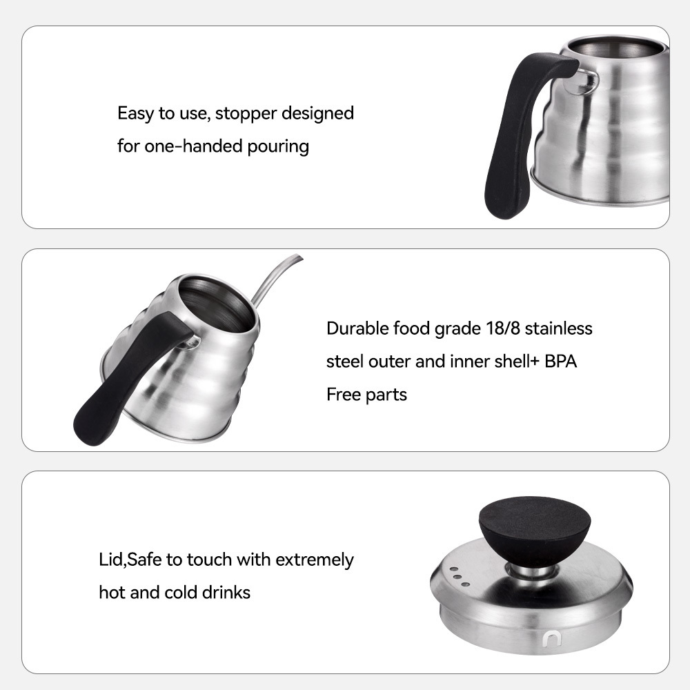 pour over Coffee Kettle 304 Stainless Steel Kettle Gooseneck spout coffee drip pot Barista Accessories