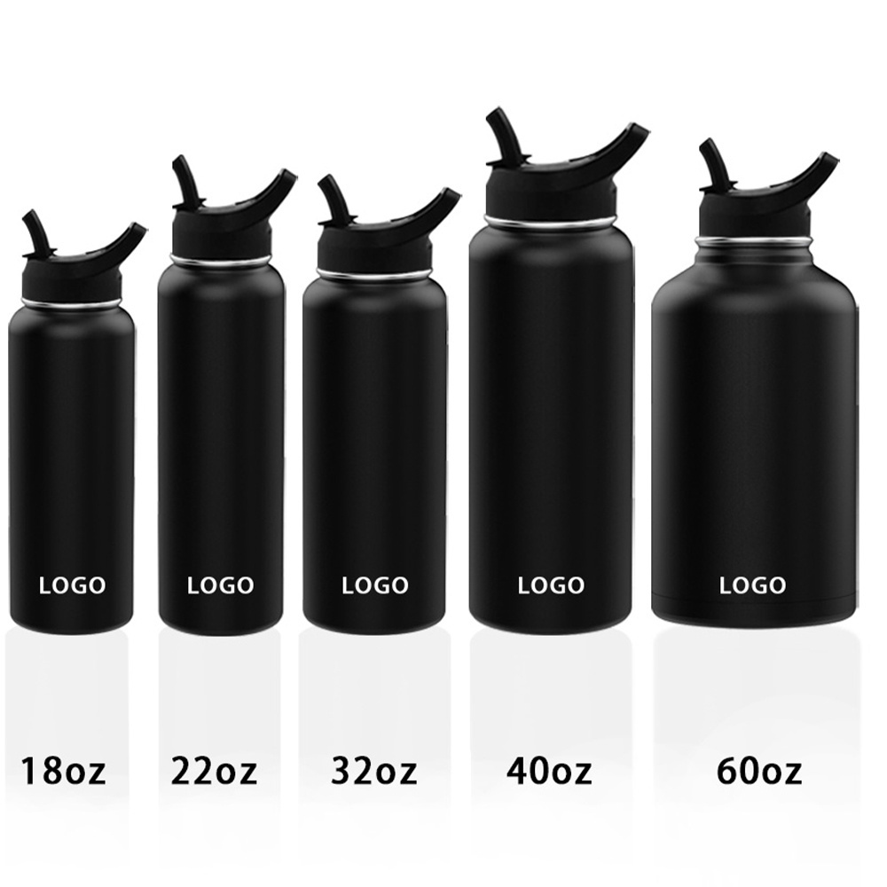 Factory Custom Logo Double Wall Insulated Wide Mouth Sports Water Bottle 32oz 40oz Stainless Steel Water Bottle with Lids