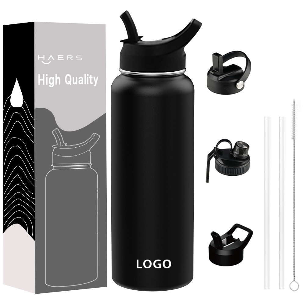 2024 BPA free LFGB 32oz Double walled Insulated 18/8 Stainless Steel Vacuum Flask Sport Water Bottle with straw