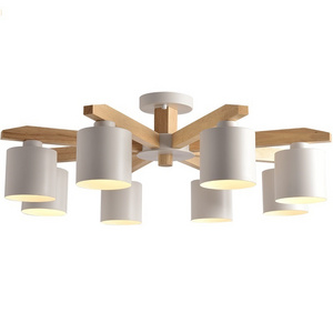 Nordic Modern Wooden Ceiling Chandelier E27/E26 With Iron Lampshade For Living Room Suspension Lighting Fixtures