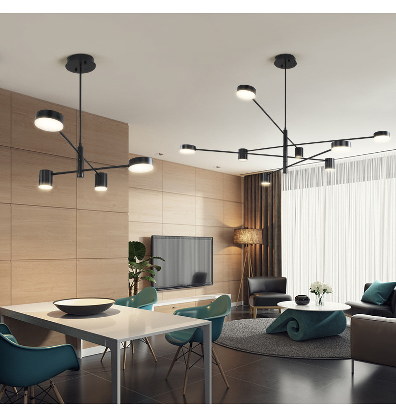 Modern Black / Gold / White  Led Ceiling Suspended Chandelier Light For Hall Kitchen Living Room Loft Bedroom