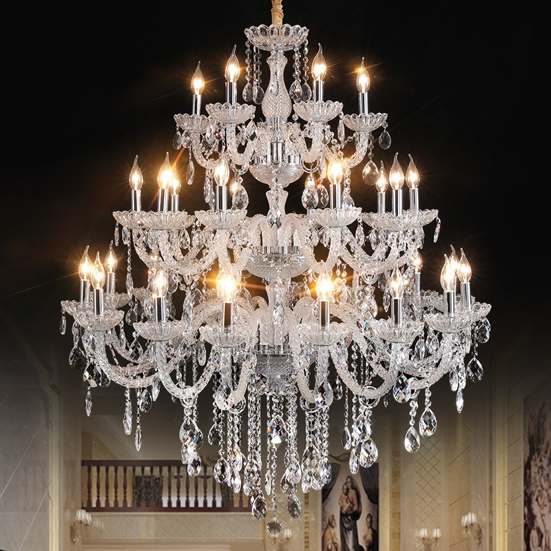 Crystal Chandelier Lighting Top Grade K9 Crystals , Large Lights Transparent for Villa Foyer 110v-220v Luxury 2 / 3/4 Layers LED