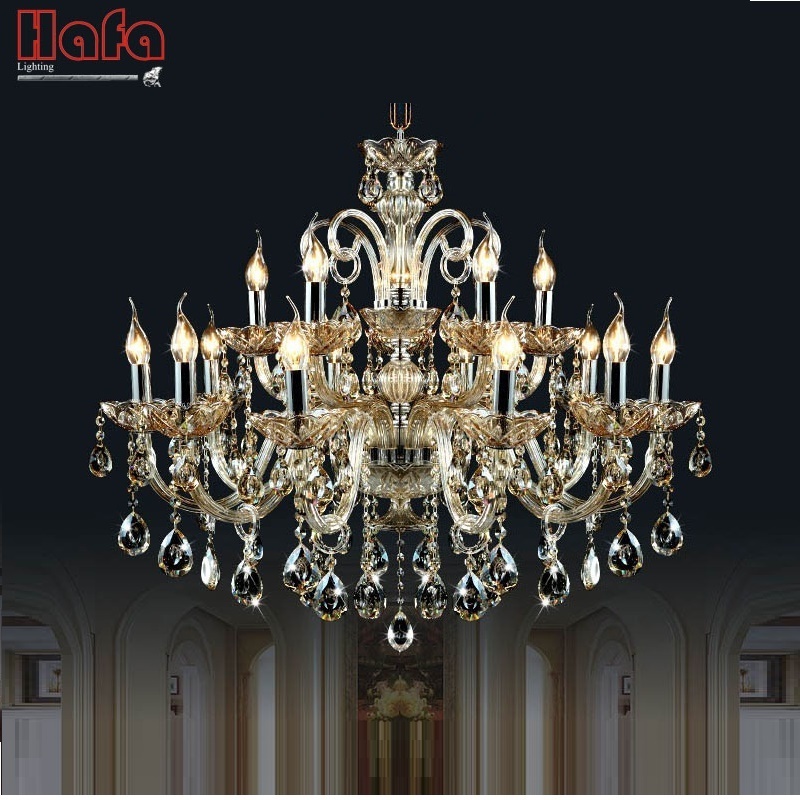 New Modern Big Lustres Chandelier Gold/cognac/clear Lighting Fixture 100% K9 Crystal Kitchen Iron Luxury Large Home Decoration