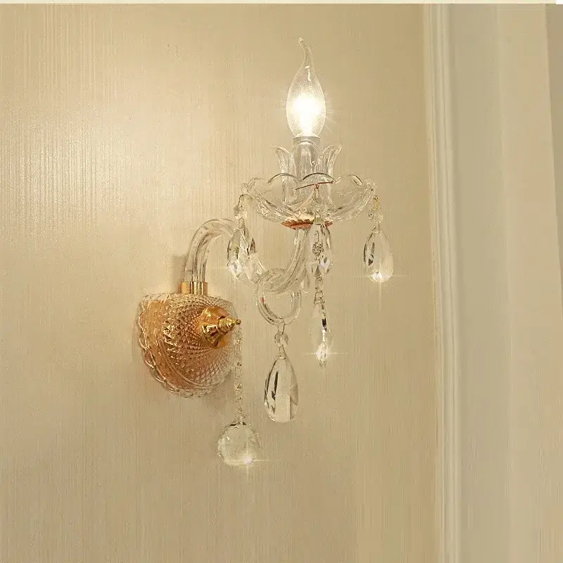 Modern Luxury wall Sconce Gold / Chrome  Bedroom Bedside Aisle Ktv Candle Led Crystal Wall Lamp