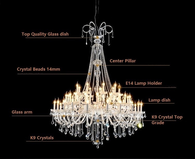 Large Crystal Chandelier Lighting Foyer Lights k9 staircase chandelier Murano glass Luxury Chandeliers For Restaurant Wholesale