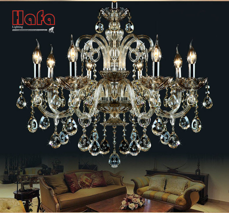 New Modern Big Lustres Chandelier Gold/cognac/clear Lighting Fixture 100% K9 Crystal Kitchen Iron Luxury Large Home Decoration