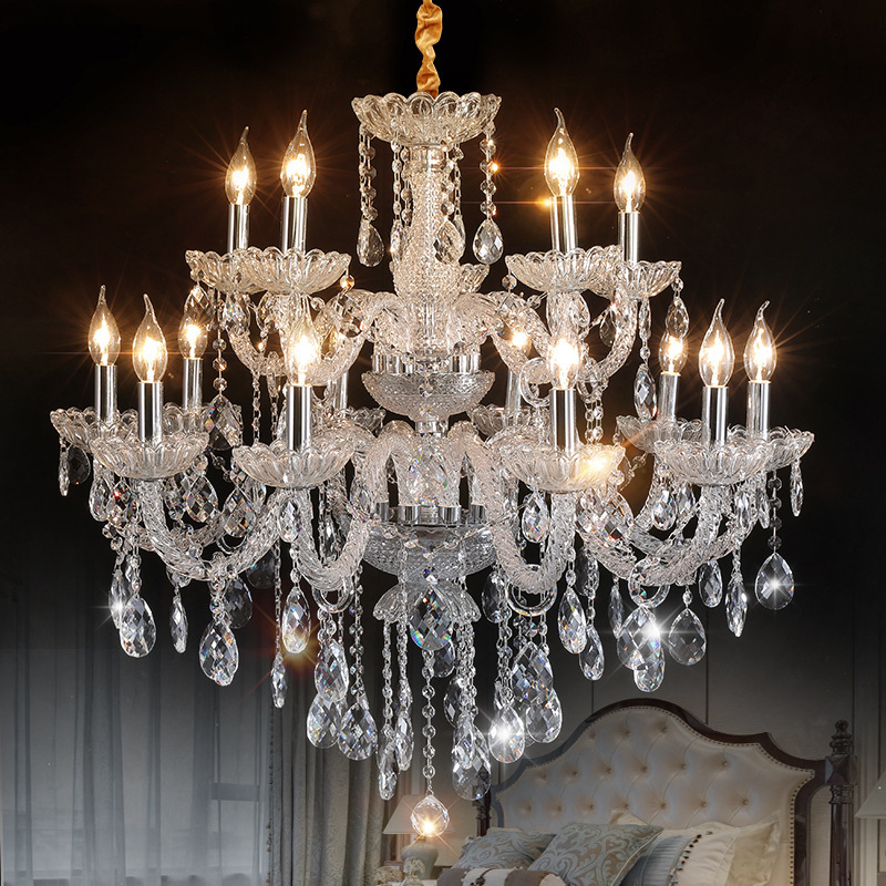 Crystal Chandelier Lighting Top Grade K9 Crystals , Large Lights Transparent for Villa Foyer 110v-220v Luxury 2 / 3/4 Layers LED