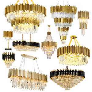 Luxury Crystal Chandelier Lighting Big Golden Decorative European Vintage Luxury Lamp Modern Hotel Lobby Hanging Light Fixture