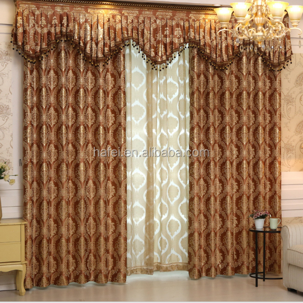 Luxury jacquard european style 108 inch living room curtains