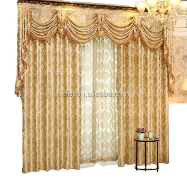 Luxury jacquard european style 108 inch living room curtains