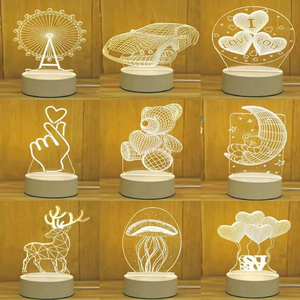 3D Night Lights Optical Illusion Lamps USB plug LED Night Lamps Acrylic Light  Bedroom Room Decorative Gift for Kids