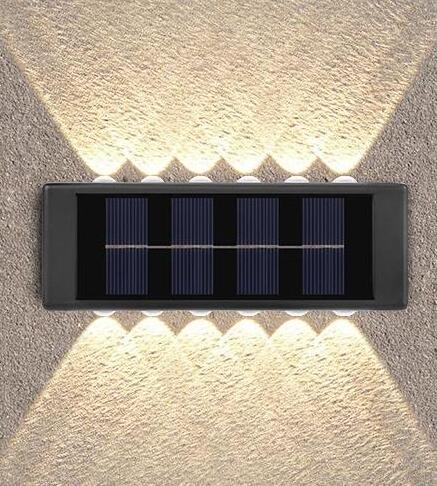 Hot sell 4-16LED up and down solar wall light outdoor decoration garden courtyard home wall light waterproof luminous outdoor