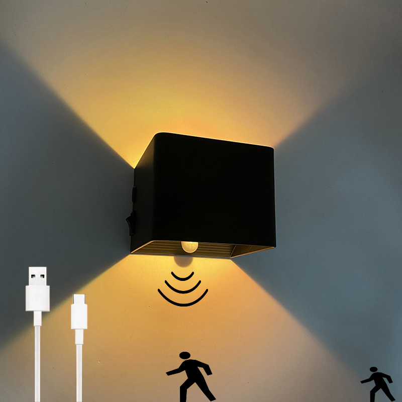 Charging wall light With Battery Indoor Led Wall Lamp with Motion Sensor Living Room Bedroom Aluminum Wireless wall lamp