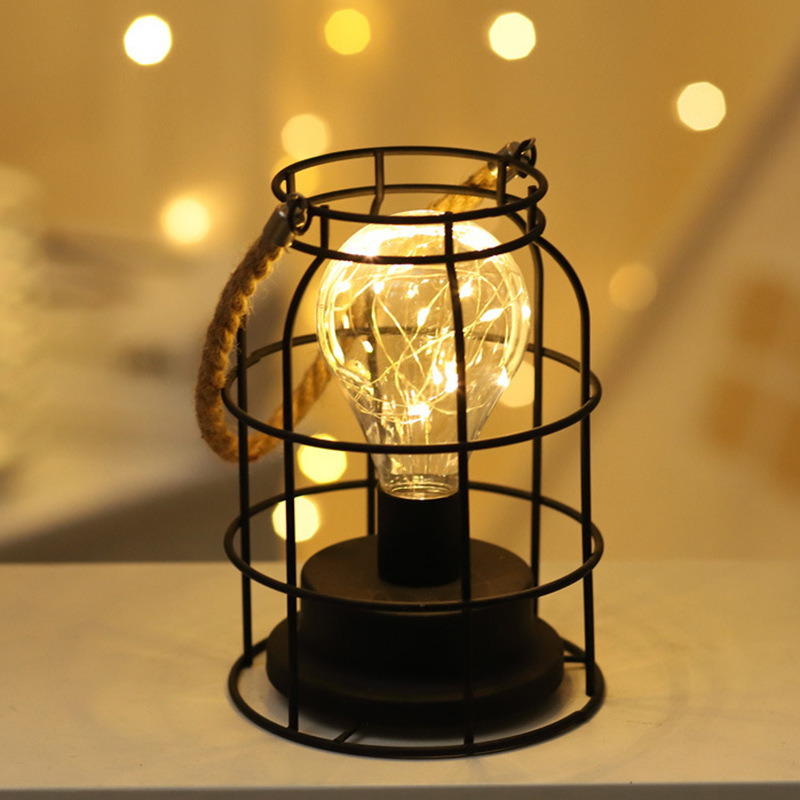 Retro Iron Art Table Lamps For Bedroom Living Room LED Bedside Lamp Bed Lamp Night Light Christmas Decoration Light