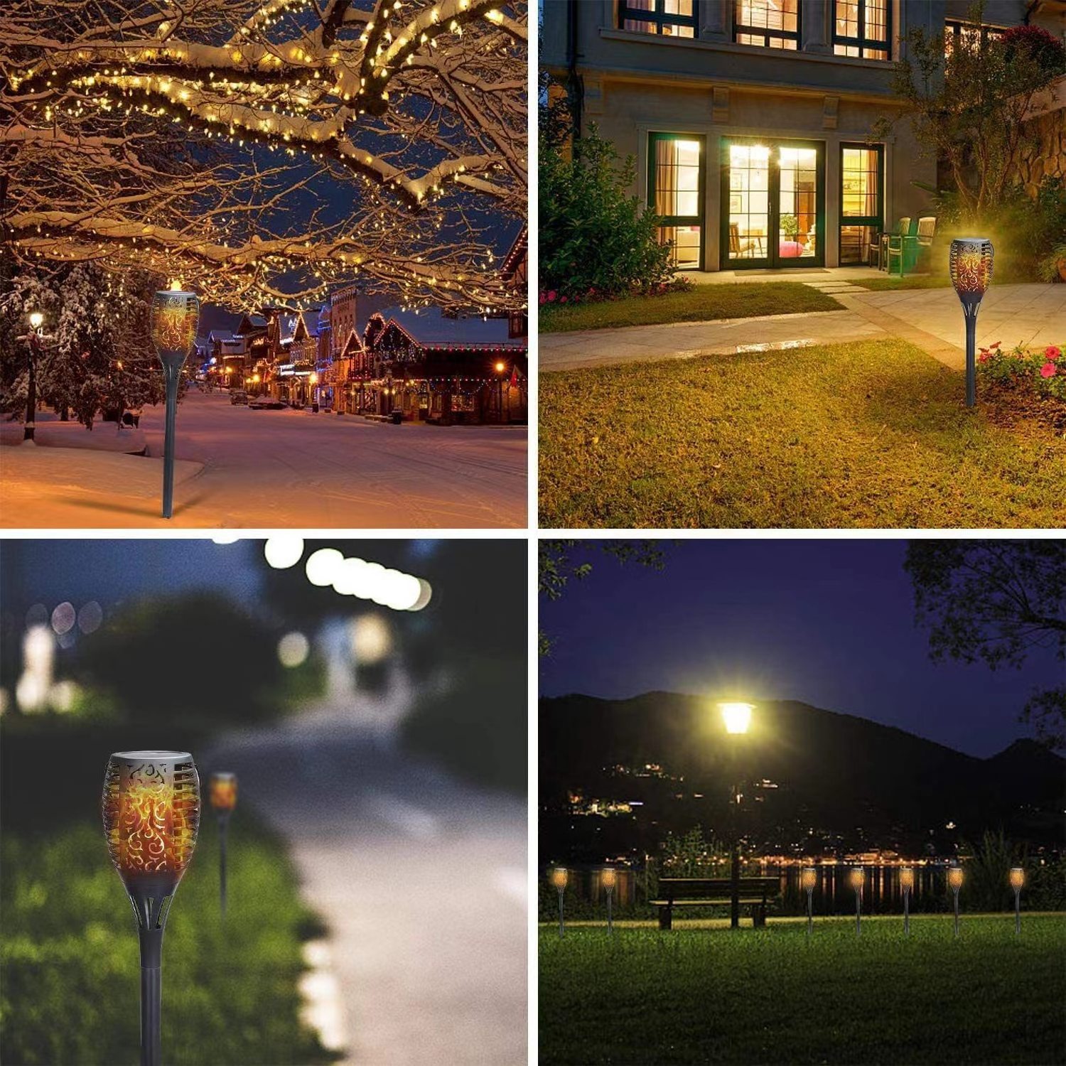 Solar outdoor wall light lawn Solar light waterproof garden LED solar lamp flame light