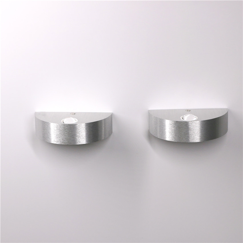 Semicircle 3W LED Wall Lamp Aluminum Up Down Wall lights for Bedroom Bedside Corridor Living Room