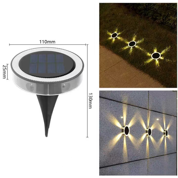 LED Solar Power Disk Light Outdoor Garden Solar Underground Light Deck Light Spotlight Buried Solar Led Lamp Garden Decoration