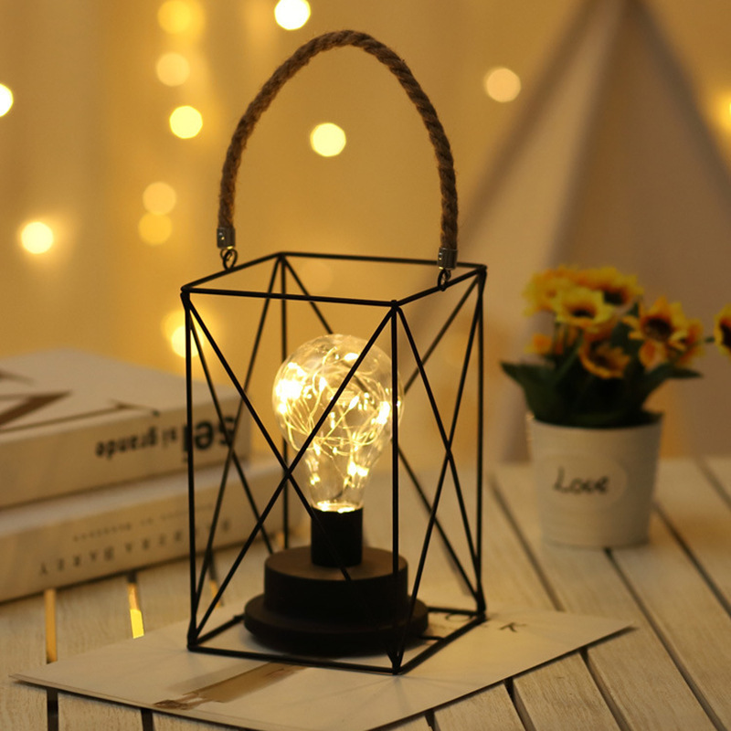 Retro Iron Art Table Lamps For Bedroom Living Room LED Bedside Lamp Bed Lamp Night Light Christmas Decoration Light