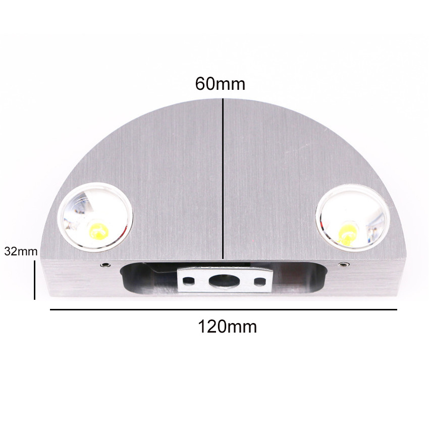 Semicircle 3W LED Wall Lamp Aluminum Up Down Wall lights for Bedroom Bedside Corridor Living Room