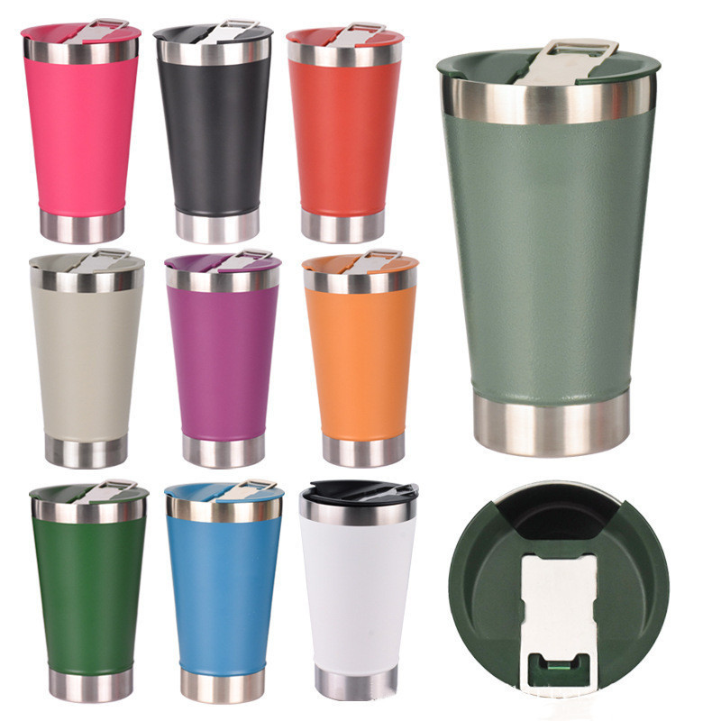 480ml 16oz caneca copo Double wall Thermal cup Vacuum insulation Tumbler Stainless Steel Beer Cup with opener