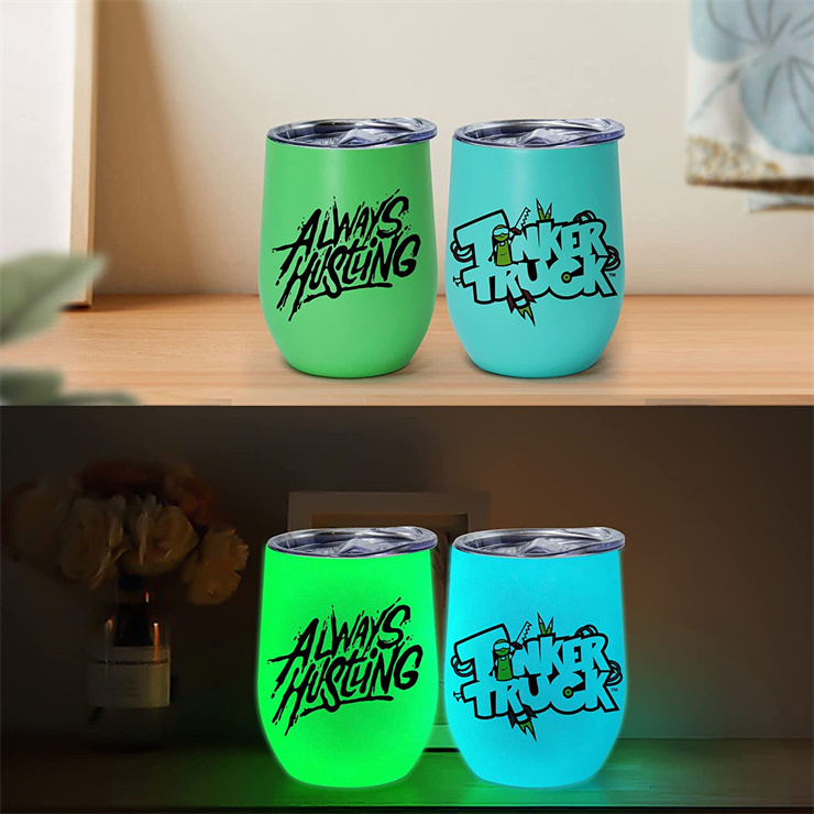 NEW 12oz glow in the dark Egg shaped wine tumblers luminous paint sublimation blanks mugs