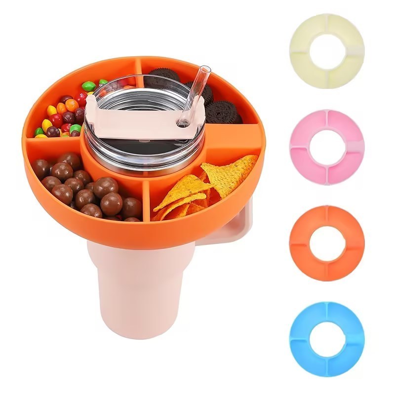 Reusable Snack Storage Top Ring Candy Tray Nuts Platter Containers Box with Compartments for Food Topper Plate Cup Holder