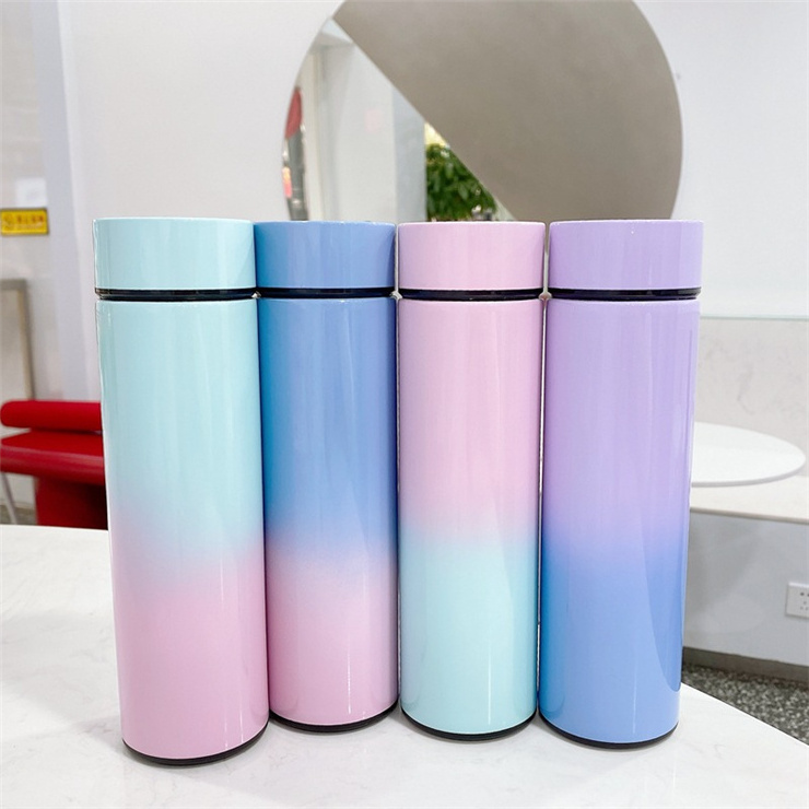 Double Digital Vacuum Insulation 500ml Thermo Tumbler Stainless Steel Smart Water Bottle with LED Temperature Display