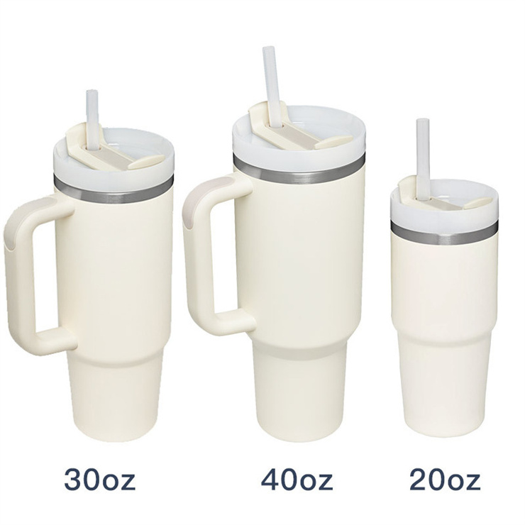 New Vacuum quencher tumbler with straw and handle Double wall 20oz 30oz 40 oz Stainless Steel Travel Mug thermo cup 40oz