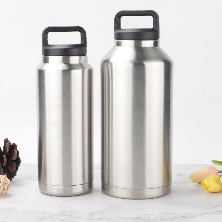 Stainless Steel Metal Large Water Jug travel bottle sport water bottle 64 oz Insulated Water Bottle